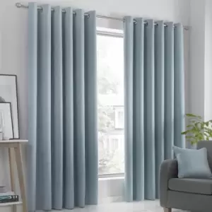 Image of Fusion Strata Woven Eyelet Lined Curtains, Duck Egg, 66 x 54 Inch