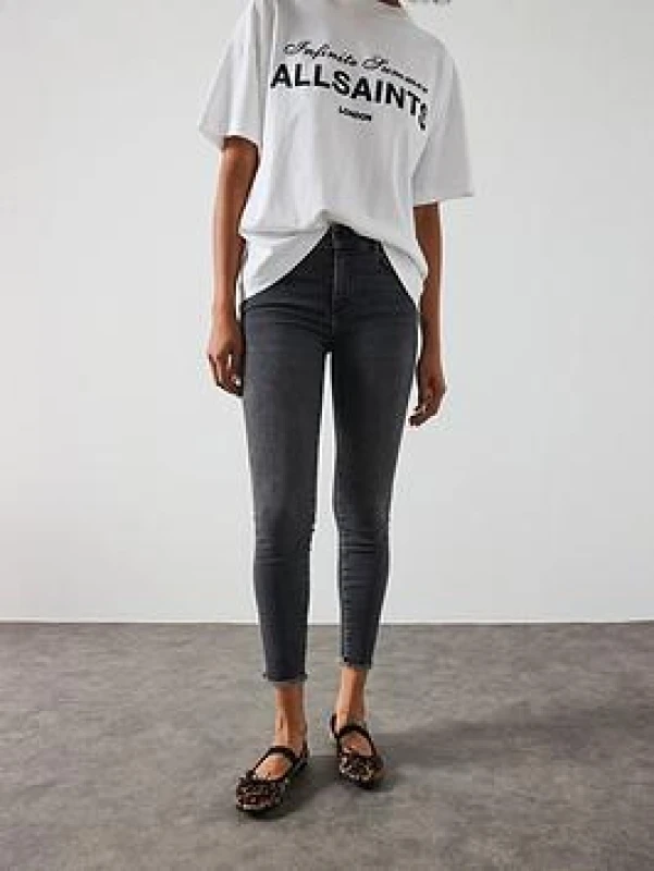 Image of AllSaints Miller Push Up Jean - Black Size 30, Women Black W3QMQ Female 30