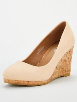Image of Wallis Platform Wedge Court Shoe - Natural, Size 3, Women