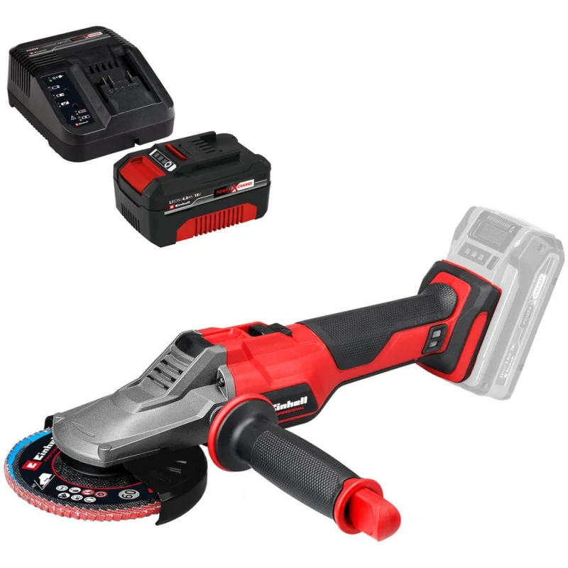 Image of Einhell Professional TP-AG 18/125 F Li BL 18v Cordless Brushless Angle Grinder 125mm 1 x 4ah Li-ion Charger No Case TP-AG 18/125 F Li BL