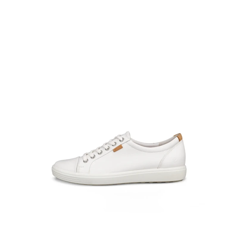 Image of Ecco Soft 7 430003 Leather Womens Low Top Trainers - White - Size:UK 3.5-4