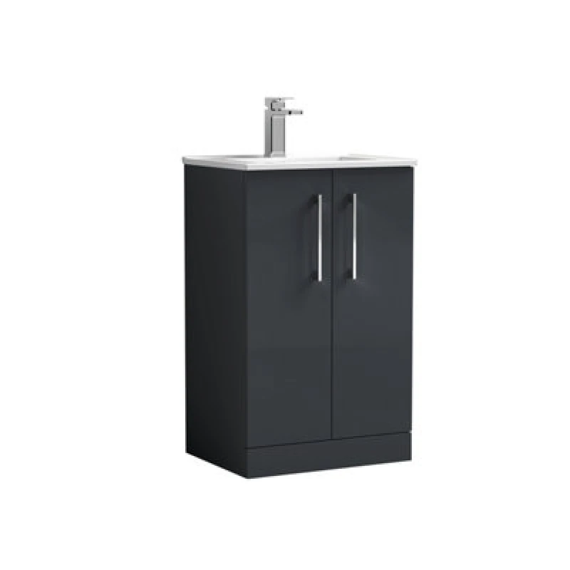 Image of NUIE Arno Floor Standing 2-Door Vanity Unit with Basin-2 500mm Wide - Satin Anthracite - Nuie ARN1401B