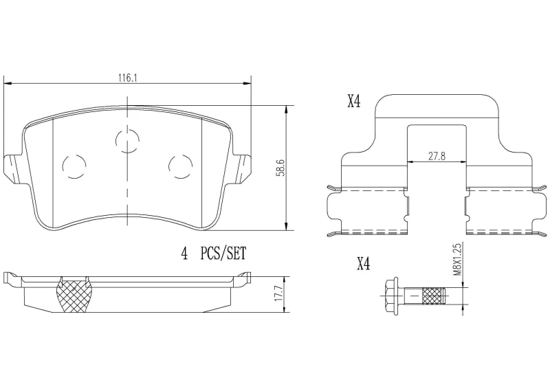 Image of BREMBO Brake pad set BREMBO P85100NX