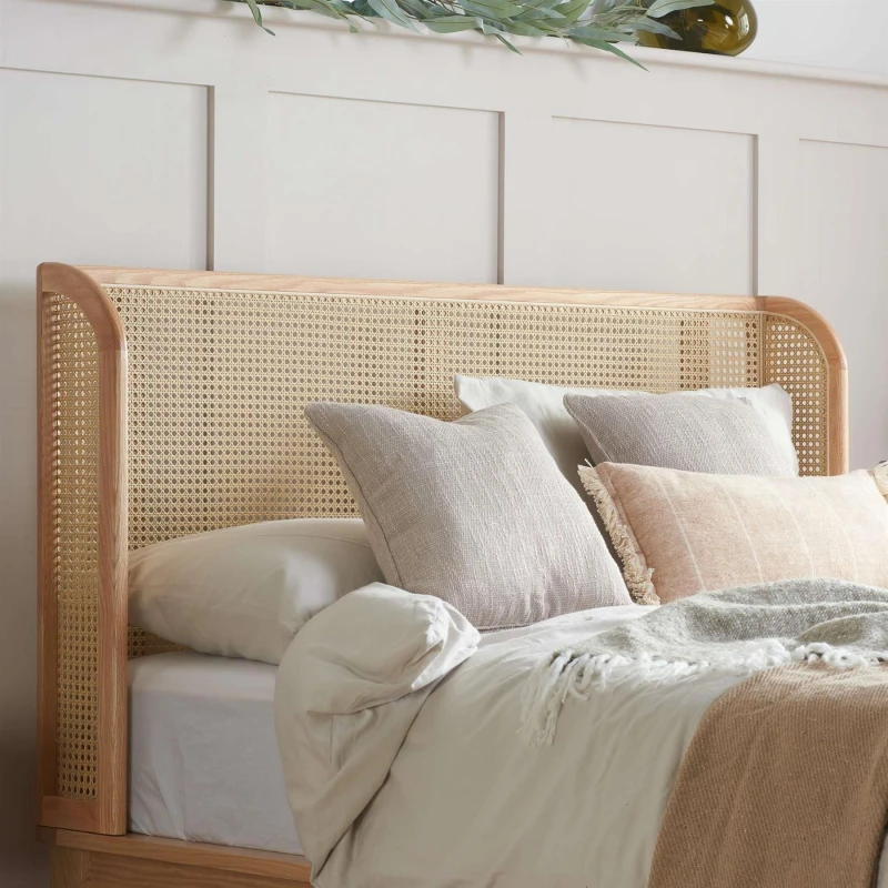 Image of Birlea Astrid Rattan and Oak Wooden Bed Frame - 5ft King Size