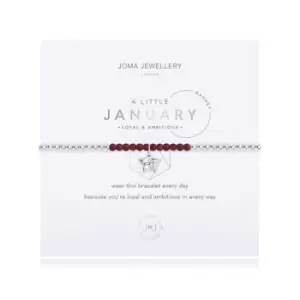 image of A Little Birthstone January Garnet Silver 17.5cm Stretch Bracelet 3460