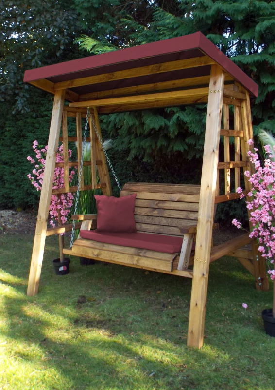 Image of Charles Taylor Trading Dorset Two Seater Swing Burgundy in Brown Brown Unisex