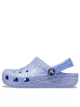 Image of Crocs Classic Glitter Clog Toddler Sandal, Blue, Size 5 Younger