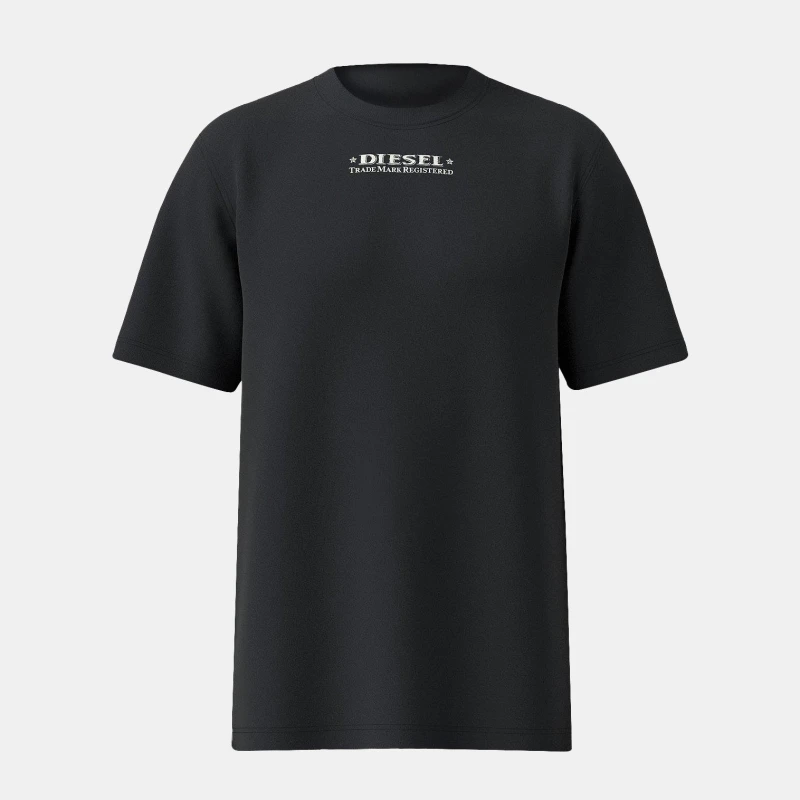 Image of Diesel Mens Upside Down Back Print Regular Fit T-Shirt Black male S
