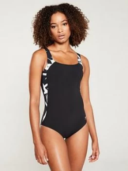 Image of Speedo Sculpture LunaLustre Swimsuit - Black/White, Size 32, Women