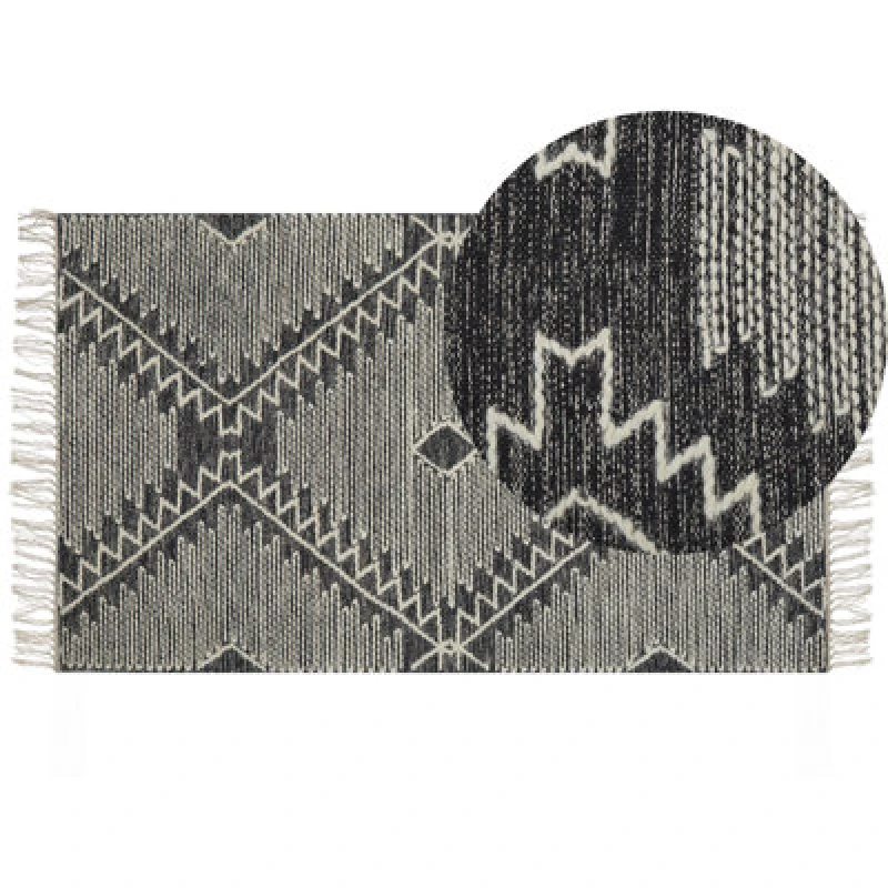 Image of Beliani Rug Arbaa Black 80 X 150 Cm Cotton