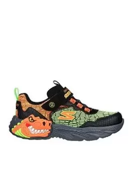 Image of Skechers Boys Dino-lights Trainer, Black, Size 1 Older