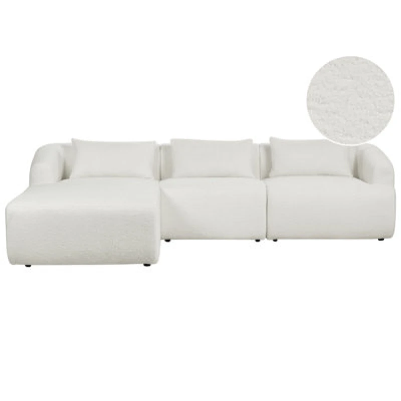 Image of Beliani Corner Sofa 3 Seater Svansele Boucle Off-White Right Hand
