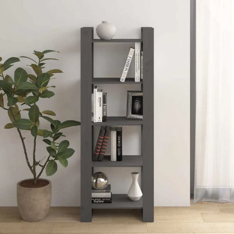 Image of VIDAXL Vidaxl - Book Cabinet/Room Divider Grey 60x35x160cm Solid Wood 8720286905296