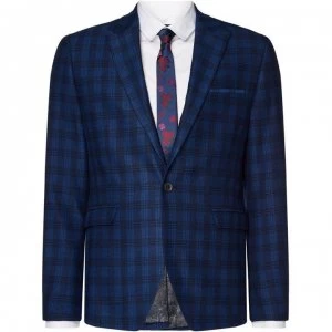 image of Label Lab Turner Skinny Fit Large Scale Check Suit Jacket - Blue