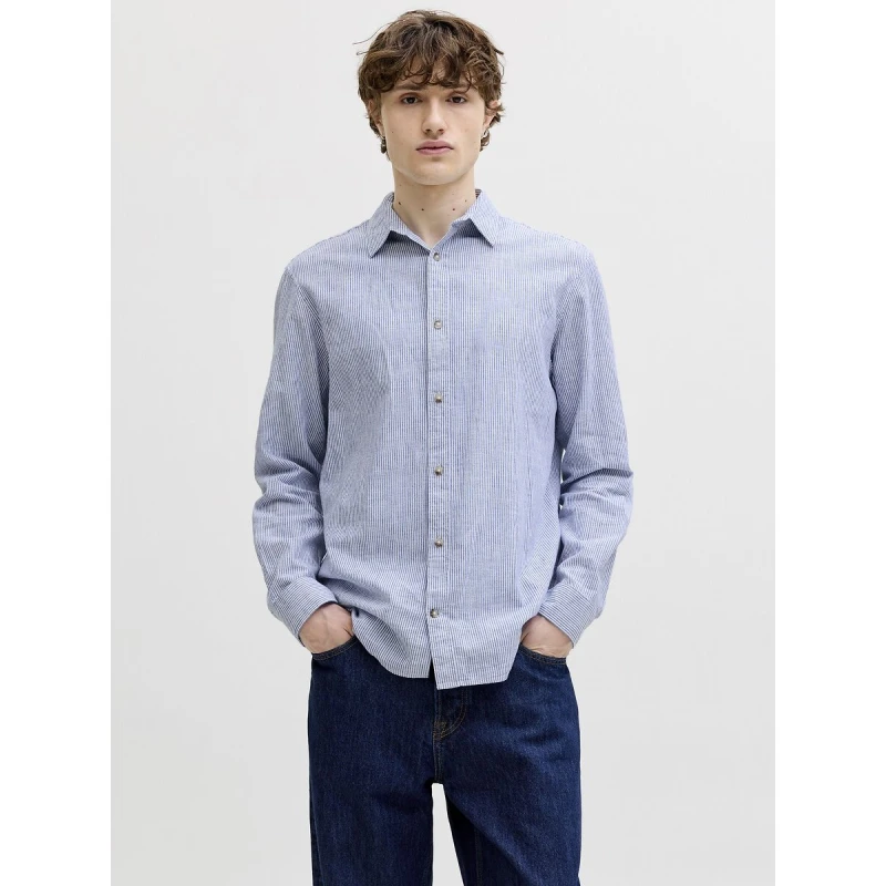Image of jack & jones Regular Fit Shirt Blue Stripes Cotton M