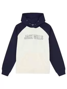 Image of Jack Wills Boys Collegiate Oversized Hoodie - Marshmallow, Cream, Size 10-11 Years