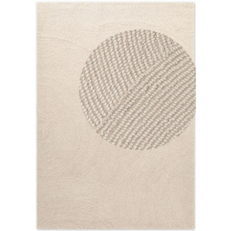 Image of The Rugs Eleni Wool Rug Hand Tufted Wool Geometric Area Rug Scandinavian Style In Cream