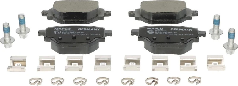 Image of MAPCO 106033HPS Brake pad set Rear Axle, excl. wear warning contact, with accessories, with brake caliper screws Brake Pad Set,disc brake (402)
