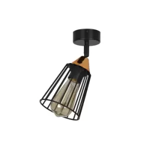 Image of Vesta Black Single Spotlight Wire Dome Shade 1x E27