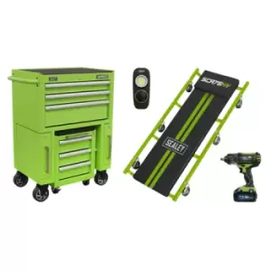 image of Sealey 4pc Rollcab & Utility Seat Kit with Creeper