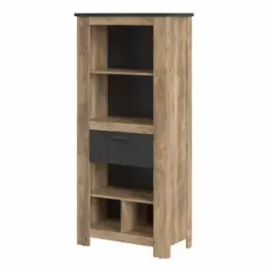 image of Rapallo 1 Drawer Bookcase In Chestnut And Matera Grey