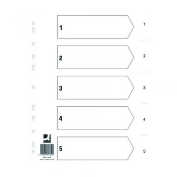 image of Q Connect Index 1-5 Polypropylene White Pack of 25 KF01352Q