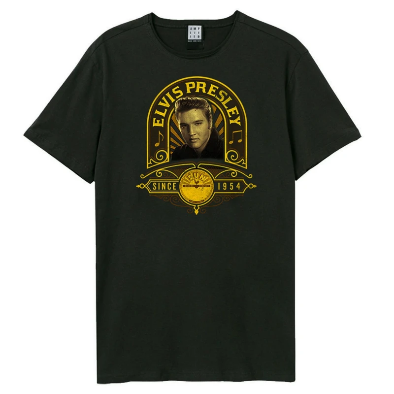Image of Amplified Amplified Men Studio Portrait Sun Rrds & Elvis T-Shirt in Charcoal Size: X-Small Charcoal XS Male 5063238050433