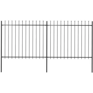 image of Garden Fence with Spear Top Steel 3.4x1.5 m Black Vidaxl Black