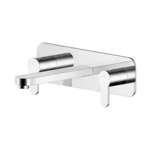 image of Nuie Arvan Wall Mounted 3 Tap Hole Basin Mixer With Plate - Chrome