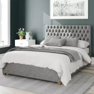 Image of Button Tufted Twill/Knit Ottoman Storage Bed