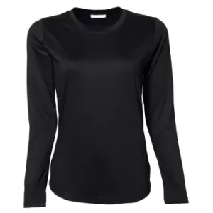 Image of Tee Jays Womens/Ladies Interlock Long Sleeve T-Shirt (2XL) (Black)