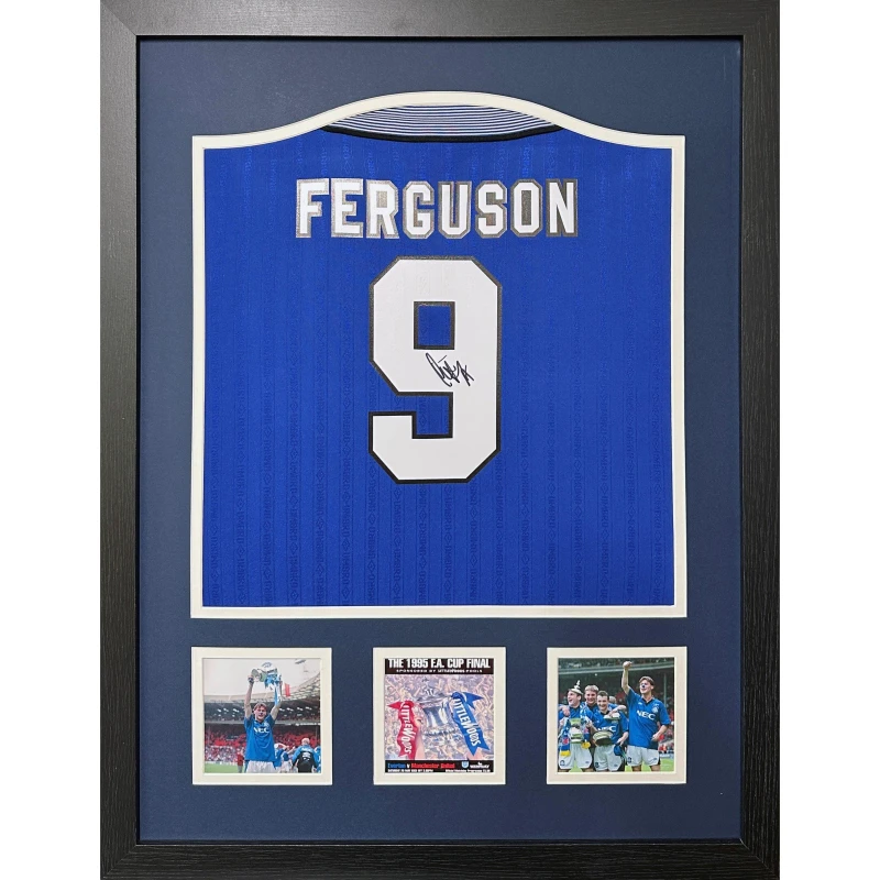 Image of Everton FC Duncan Ferguson signed Everton shirt Blue unisex One Size