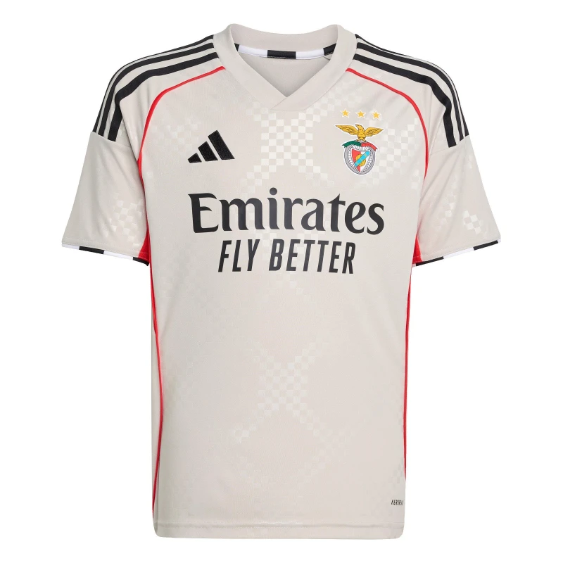 Image of adidas Benfica Away Shirt 2025 2026 Juniors Silv-White male 11-12 Years