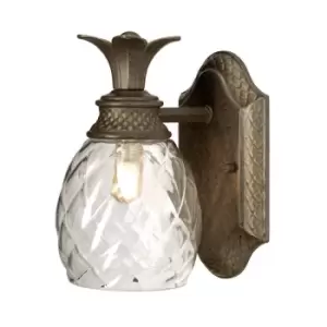 Image of IP44 Wall Light Pineapple Shaped Clear Optic Glass Pearl Bronze LED G9 3.5W