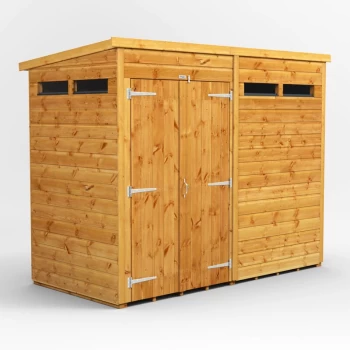 Image of Power Sheds - 8x4 Power Pent Security Shed Double Door - Brown