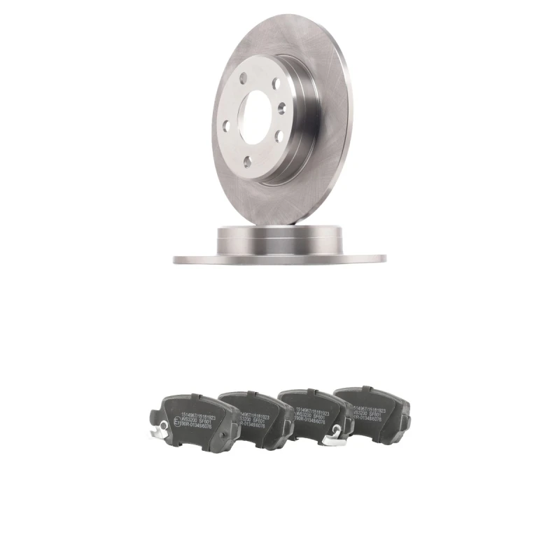 Image of RIDEX 3405B2465 Brake disc and pads set Rear Axle, Brake Disc Type: Solid, with acoustic wear warning Brake Set,disc brakes (3405)