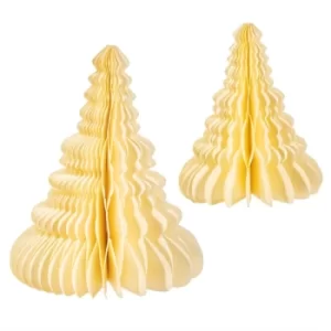 Image of Off White Honeycomb Tree Standing Decoration (Set Of 2)
