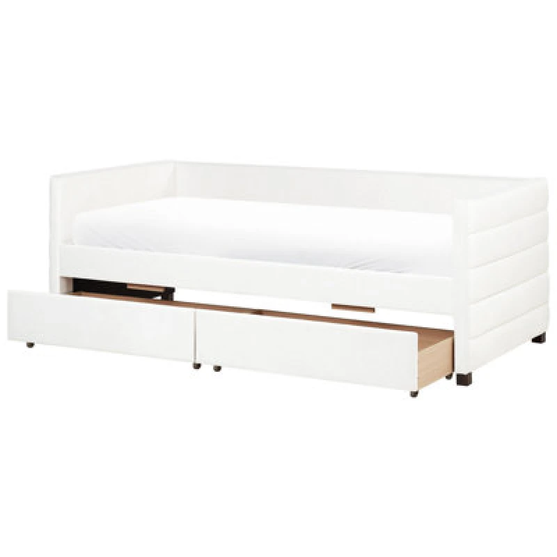 Image of Beliani Daybed With Storage Velvet Marray 90 X 200 Cm (Eu Single) Off-White