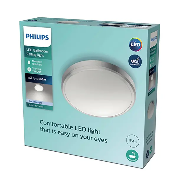 Image of Philips Doris Integrated LED Ceiling Light, Cool White Nickel