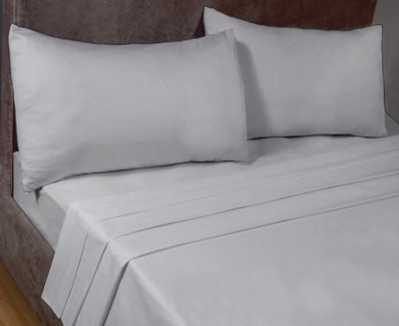 Image of Rapport Home SleepND Percale 180 Thread Count Polycotton Plain Fitted Sheet (16" Box) in Silver Size: Super King Silver Unisex Super King