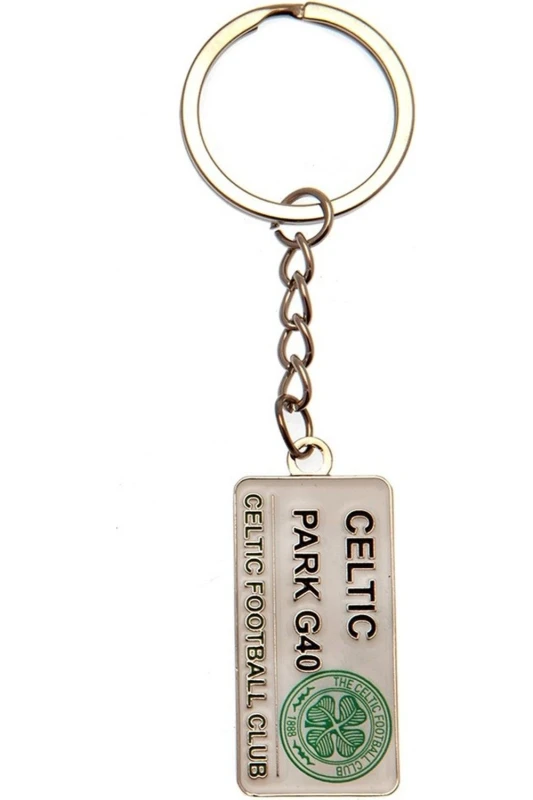 Image of Celtic FC Street Sign Keyring in Silver Silver Unisex One Size