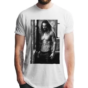 image of Justice League Movie - Unisex Aqua Man Photo T-Shirt (White)