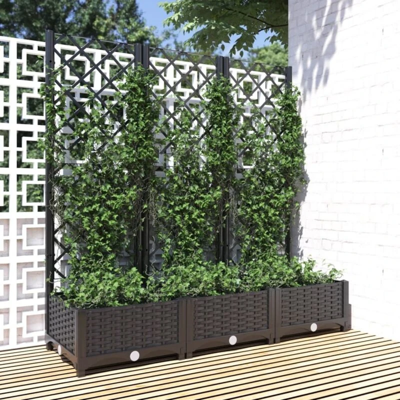 Image of VIDAXL Vidaxl - Garden Planter with Trellis Black 120x40x121.5cm pp 8720286876206