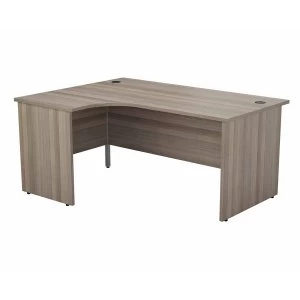 image of TC Office Left Hand Crescent Desk with Panel End Legs 1600 x 1200mm, Grey Oak Effect