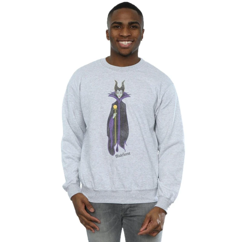 Image of Disney Men Sleeping Beauty Classic Maleficent Sweatshirt in Grey Size: Small Grey S Male 5057245581318