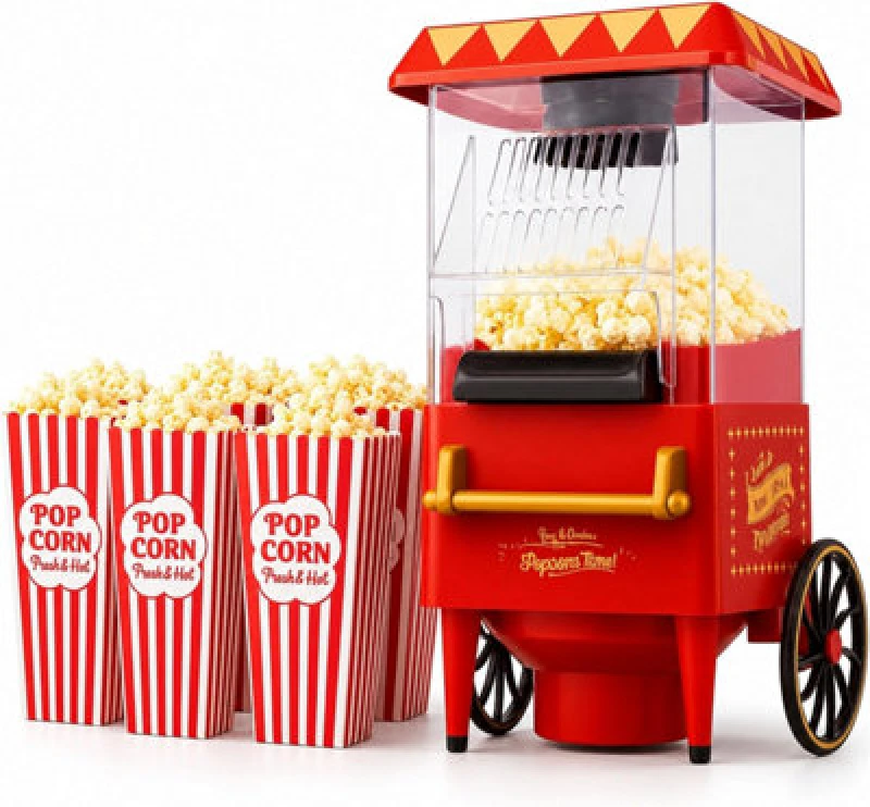 Image of Almineez Retro Carnival Popcorn Maker Red 1200W Electric Fairground Popcorn Machine Red unisex
