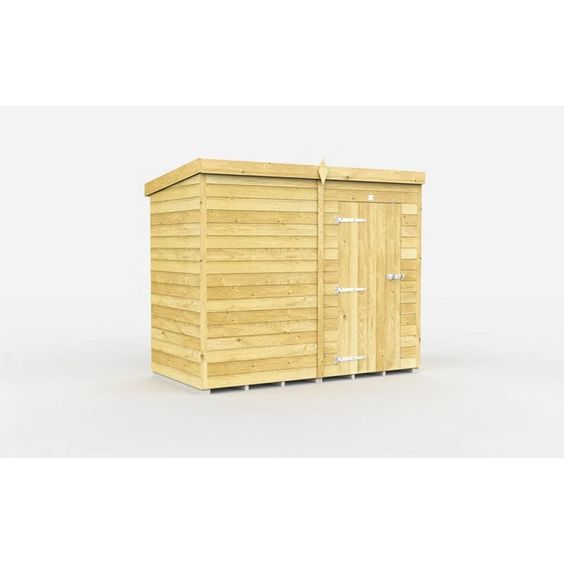 Image of Buttercup Farm 7 x 4 Feet Pent Shed - Single Door W/O Windows - L118 x W214 x H201cm in Brown Brown Unisex
