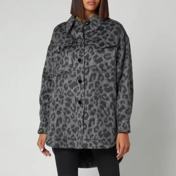 Image of Ted Baker Womens Ebrill Oversized Animal Jacquard Shacket - Dark Grey - UK 10