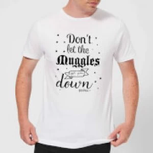 Image of Harry Potter Don't Let The Muggles Get You Down Mens T-Shirt - White - 3XL