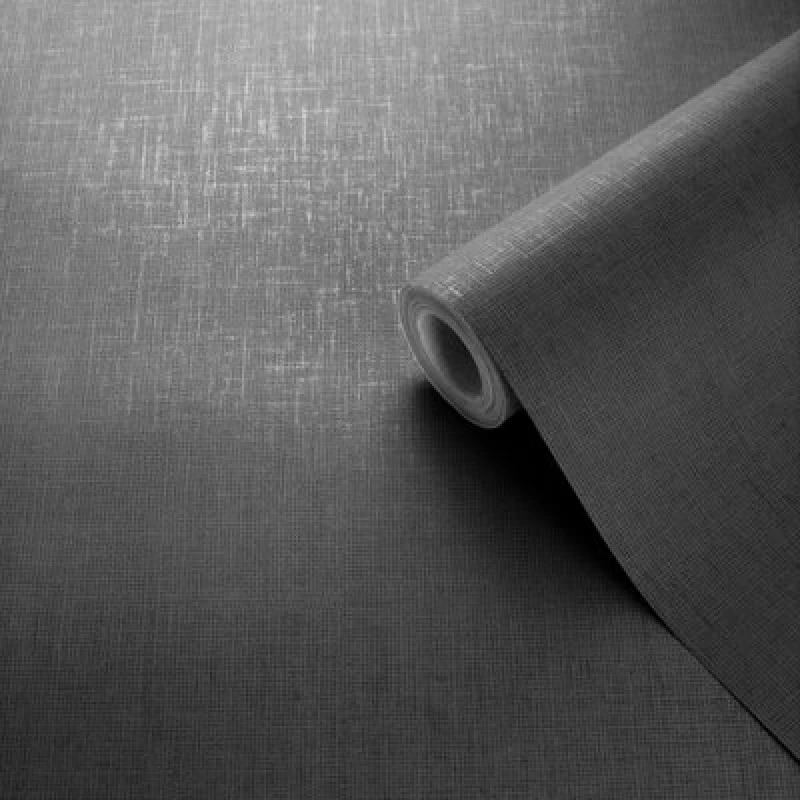 Image of Darcy James Linen Texture Black Wallpaper 10m x 53cm, Black 173535